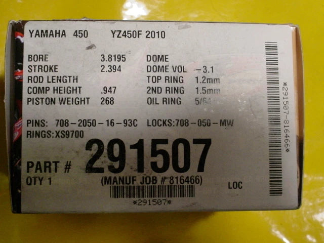 2010-2013 YAMAHA YZ450F 97MM STANDARD 12.8:1 JE PISTONS PISTON KIT 3 RING 291507