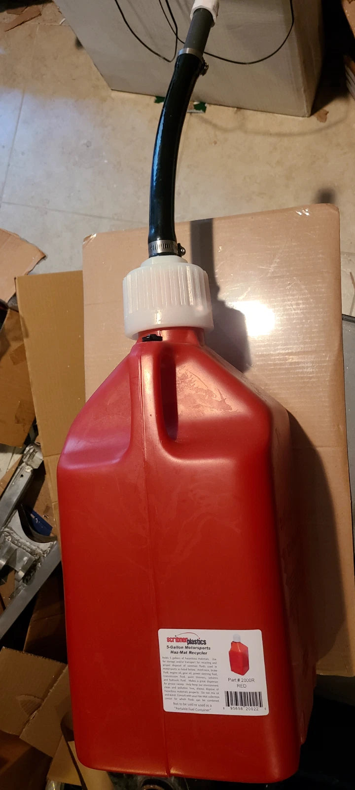 FUEL PLASTIC JUG 1 INCH BLACK HOSE FILLER TUBE GAS CAN QUICKER FILL