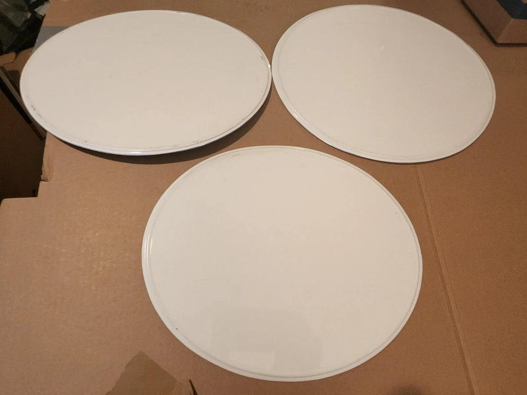 NOS WHITE ALUMINUM OVAL NUMBER PLATES WITH ROLLED EDGE AHRMA VINTAGE