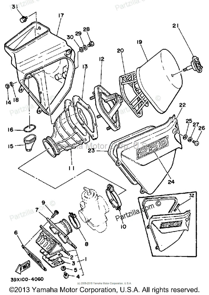 1984-1987 YAMAHA YZ250 INTAKE MANIFOLD B VINTAGE AHRMA